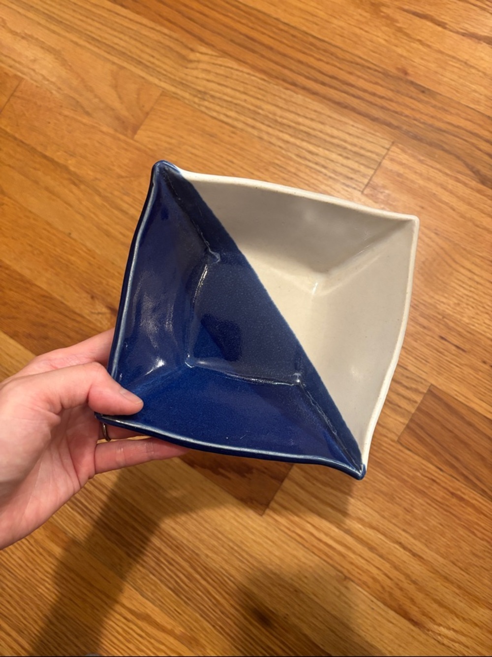 Handmade Two-Tone Ceramic Bowl — Blue & white (1 of 2)